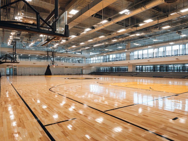 Synthetic basketball court flooring