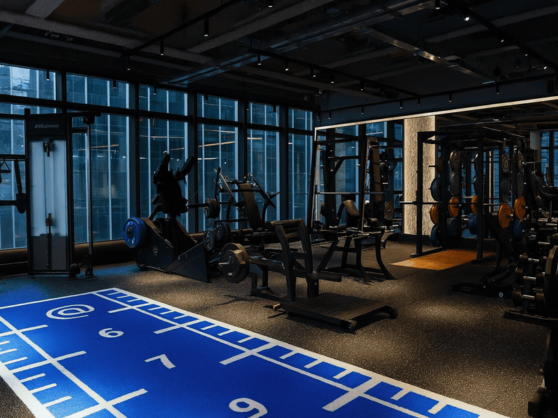 Trening na sankach na murawie siłowni