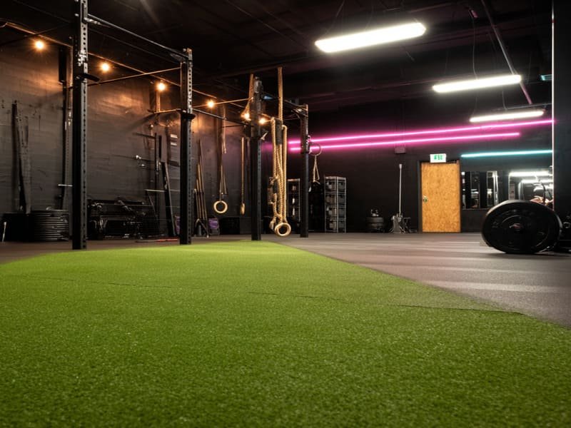 Processo di installazione del manto erboso della palestra