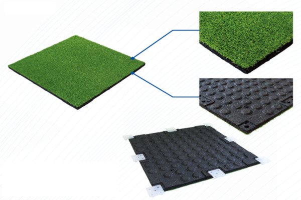 sección transversal de suelo de gimnasio multicapa con base acústica