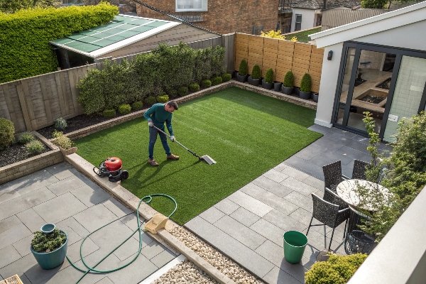 ferramentas e material de limpeza para relva artificial
