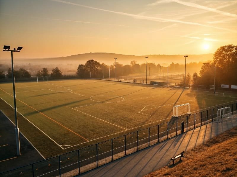 sección transversal de las capas de césped artificial