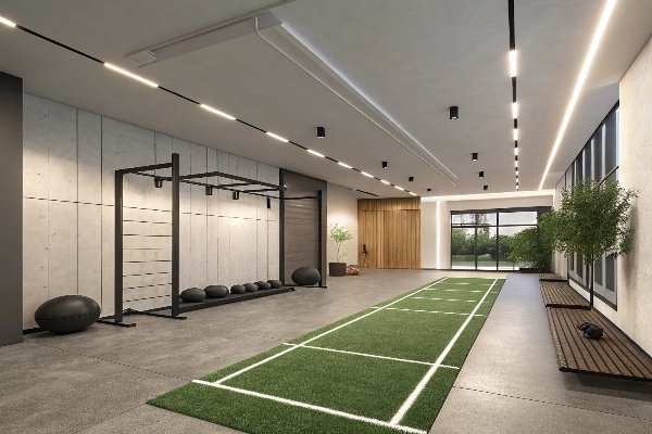 close up of gym turf backing and surface