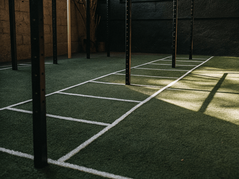 installation de gazon de gymnase rembourré