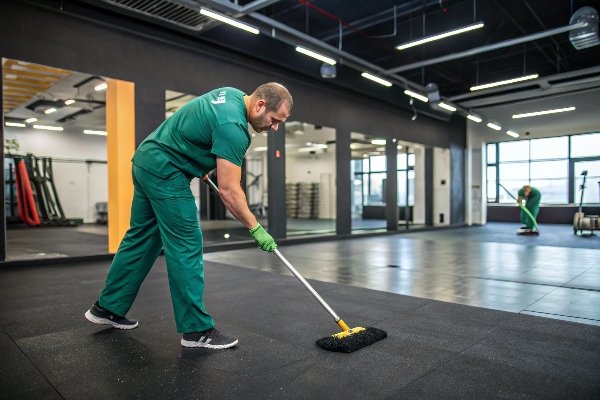 membersihkan alas karet kotor secara mendalam