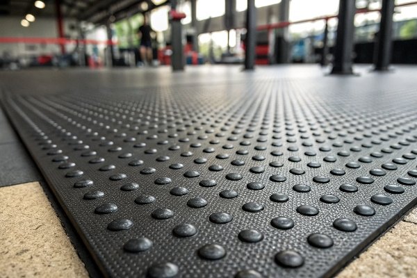 Cross-section of insulating rubber mat layers