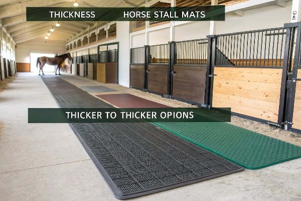 Comparación de diferentes espesores de esteras para establos de caballos