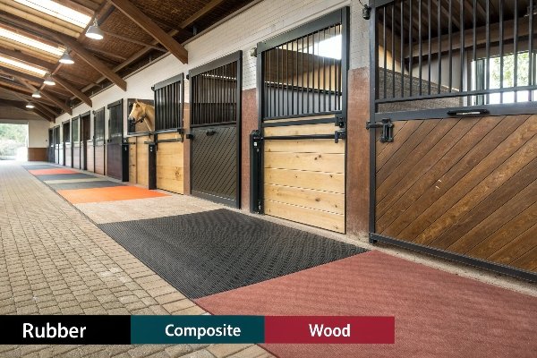 Diferentes materiales utilizados en las esteras para establos de caballos