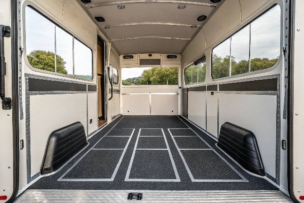 Horse trailer flooring with specialized rubber mats