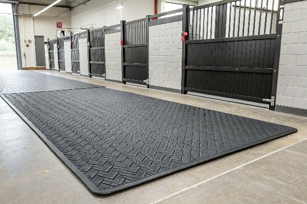 Close-up of stud dot pattern on rubber mat