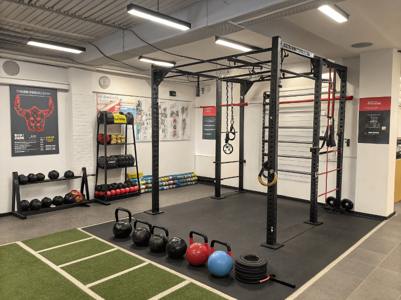 A compact but effective functional training corner in a gym