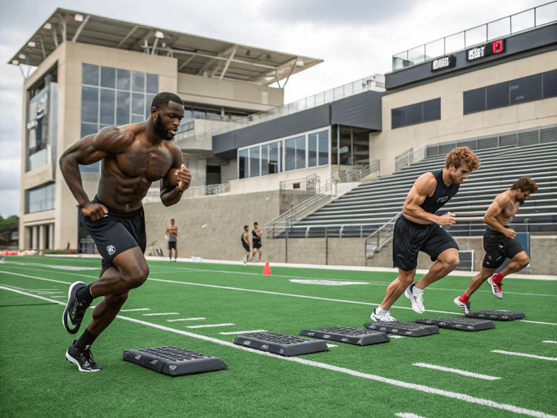 الرياضيون يتدربون على سطح عشبي مبطن