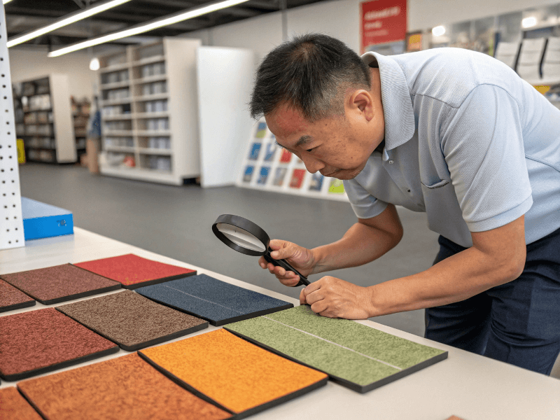 Distributor looking at OCR flooring samples