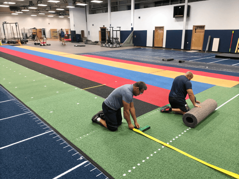Gym flooring installation process for Shock Turf
