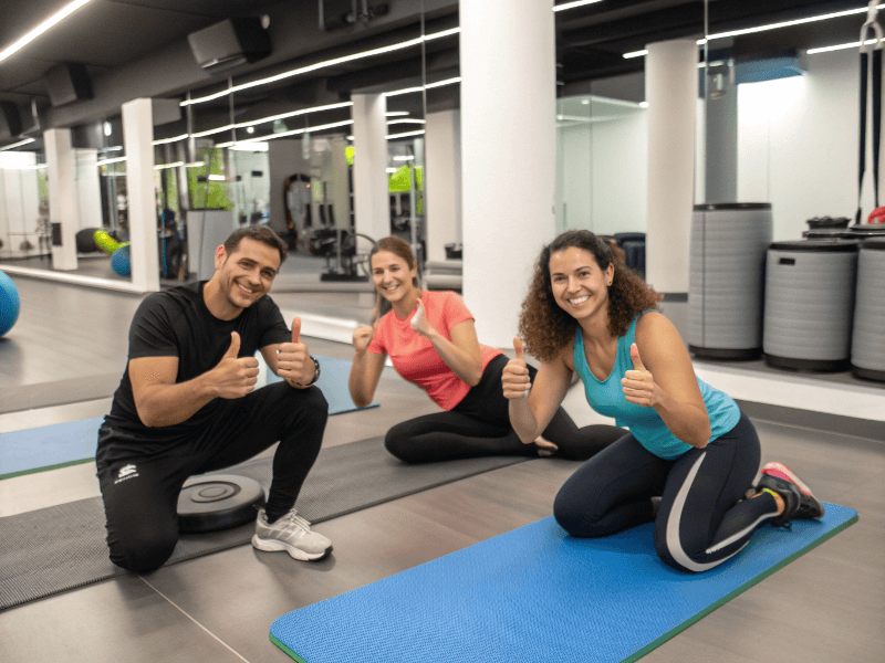 Gym members giving testimonials in the new functional area