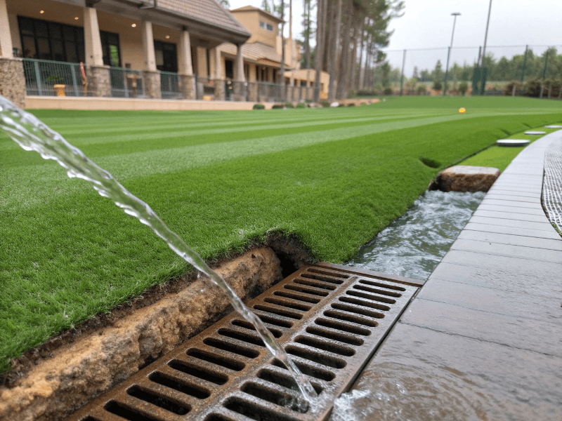 Демонстрация дренажа дерна без засыпки