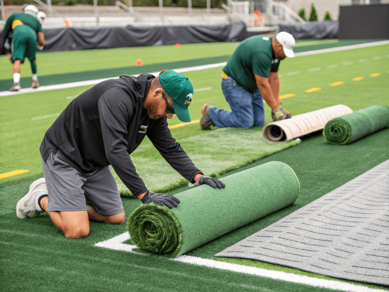 عملية تركيب العشب المبطن الاحترافي