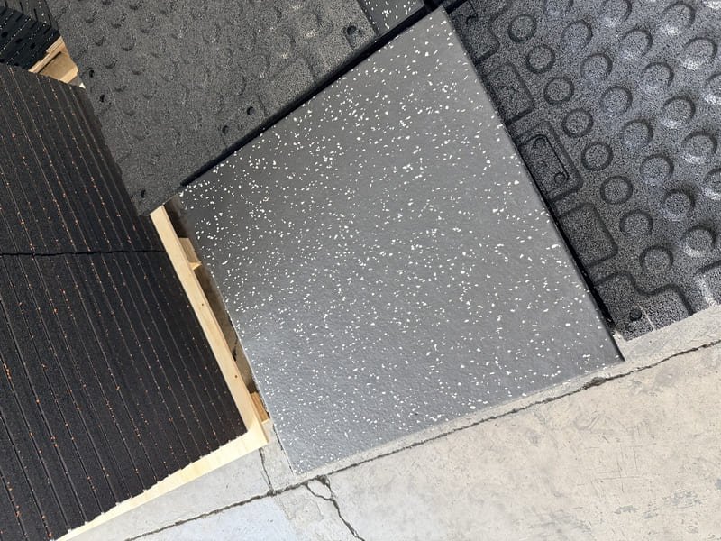 Side-by-side comparison of rubber flooring textures